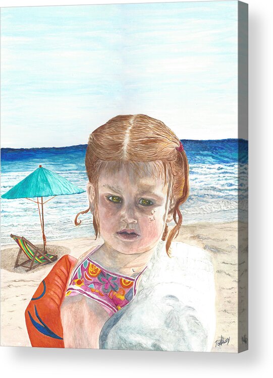 Beach Acrylic Print featuring the painting I Don't Want to Get Out by Toni Willey