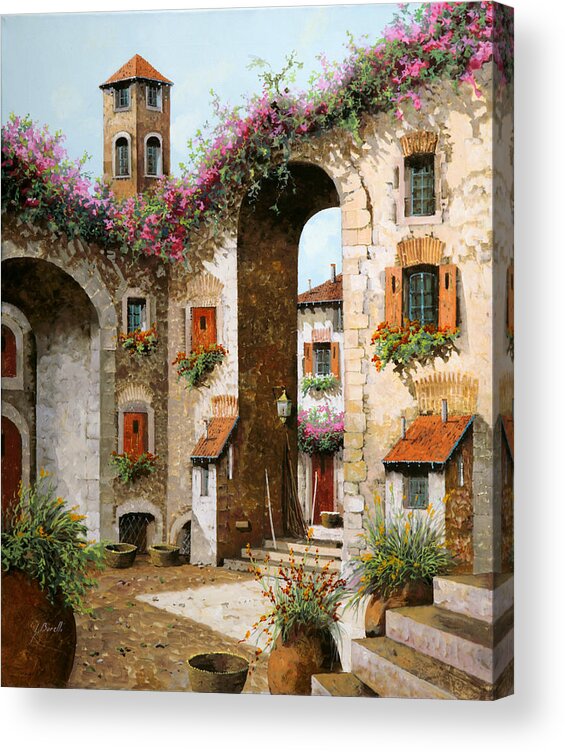 Tower Bell Acrylic Print featuring the painting Il Campanile Piu' Bello by Guido Borelli