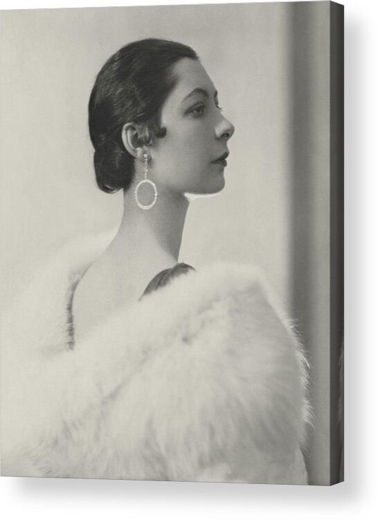 Actress Acrylic Print featuring the photograph Ilka Chase Wearing Diamond Earrings by Edward Steichen