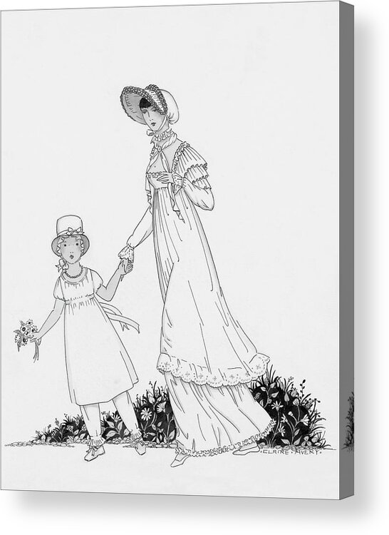 Fashion Acrylic Print featuring the digital art Illustration Of A Nineteenth Century Mother by Claire Avery