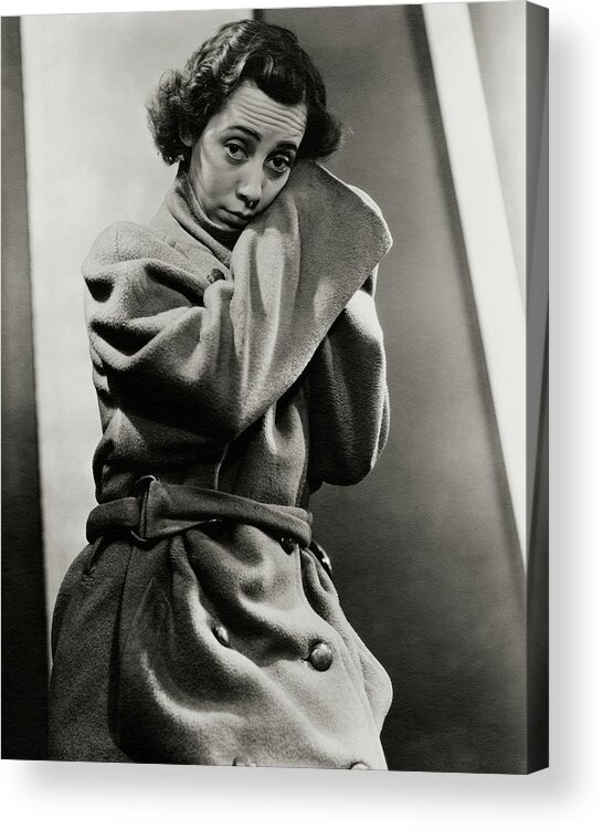 Actress Acrylic Print featuring the photograph Imogene Coca Wearing An Oversized Coat by Lusha Nelson