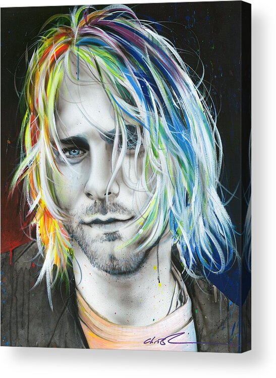 Kurt Cobain Acrylic Print featuring the painting In Debt for My Thirst by Christian Chapman Art