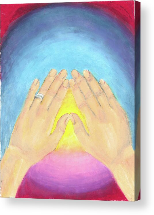 Mandala Acrylic Print featuring the painting In This Moment The Answer Is Peace by Carrie MaKenna