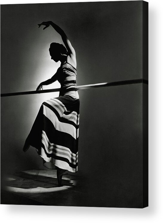 Full-length Acrylic Print featuring the photograph Irina Baronova Wearing A Stripes by Horst P. Horst