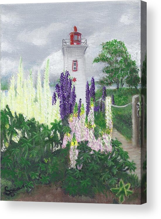 Lighthouse Acrylic Print featuring the painting Island Lighthouse by Susan Bruner