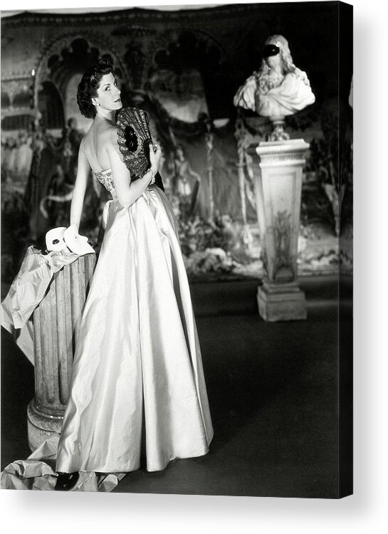 Personality Acrylic Print featuring the photograph Jane Engelhard Wearing A Castillo Dress by Horst P. Horst
