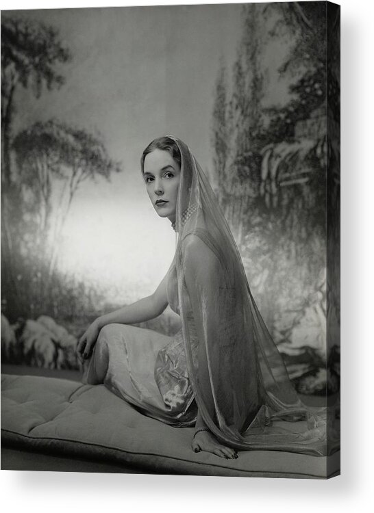 Prominent Persons Acrylic Print featuring the photograph Janet Newbold Wearing A Sari by John Rawlings