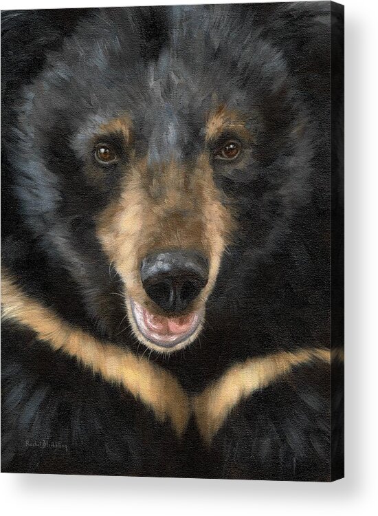 Moon Bear Acrylic Print featuring the painting Jasper Moon Bear - In support of Animals Asia by Rachel Stribbling