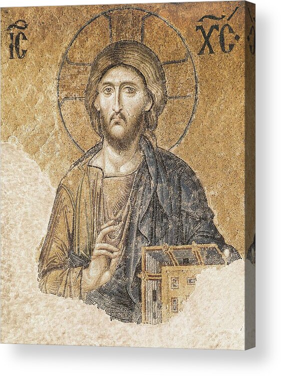 Vertical Acrylic Print featuring the photograph Jesus Christ Blessing. 11th C. Turkey by Everett