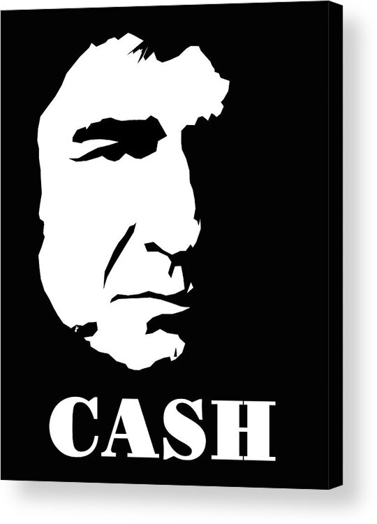 Johnny Acrylic Print featuring the digital art Johnny Cash Black and White Pop Art by David G Paul