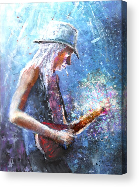 Music Acrylic Print featuring the painting Johnny Winter by Miki De Goodaboom