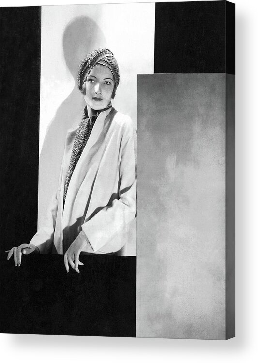 Accessories Acrylic Print featuring the photograph Jule Andre Wearing A Schiaparelli Coat by Edward Steichen