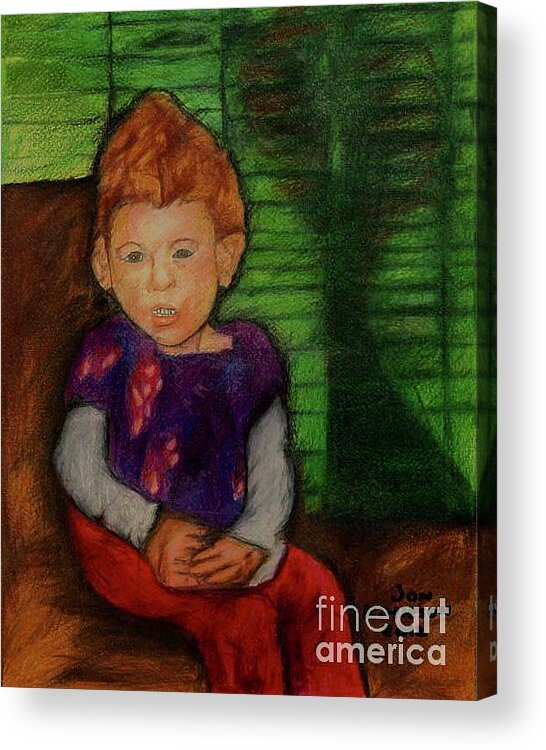 Young Girl Acrylic Print featuring the drawing Julia by Jon Kittleson