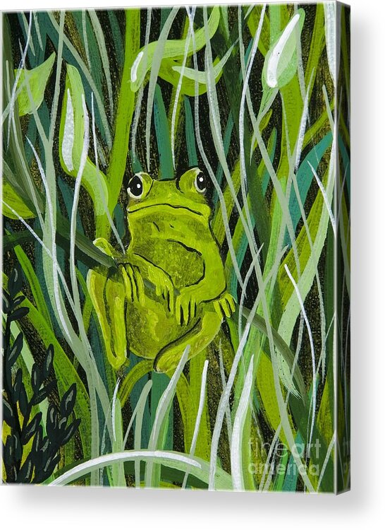 Frog Acrylic Print featuring the painting Just Hanging Around by Jennifer Lake