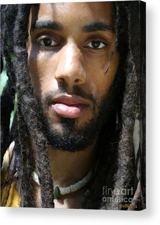 Portraits Acrylic Print featuring the digital art Justin by Walter Neal