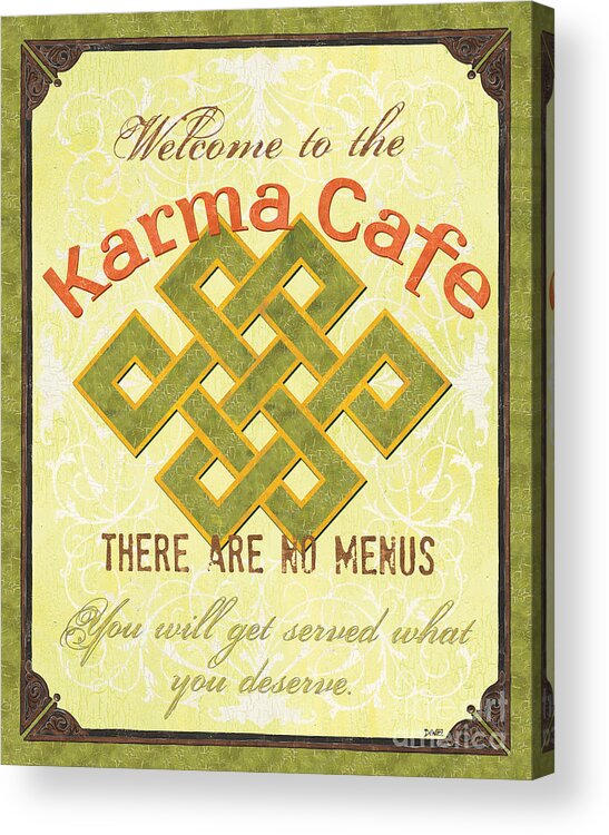 Karma Acrylic Print featuring the painting Karma Cafe by Debbie DeWitt