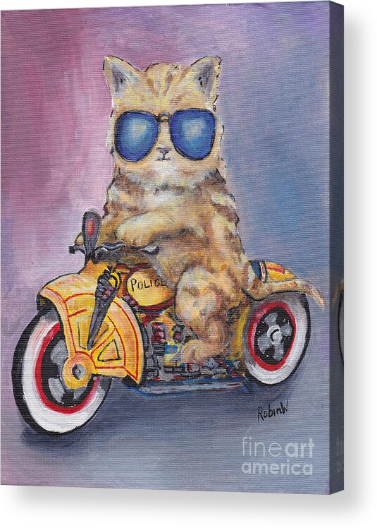 Animals Acrylic Print featuring the painting Kitty Cop by Robin Wiesneth