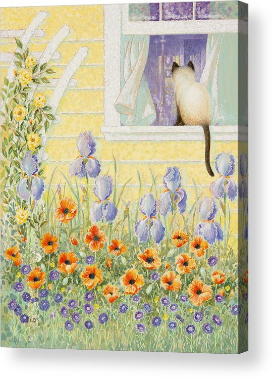 Cat Acrylic Print featuring the painting Kitty in the Window by Lynn Bywaters