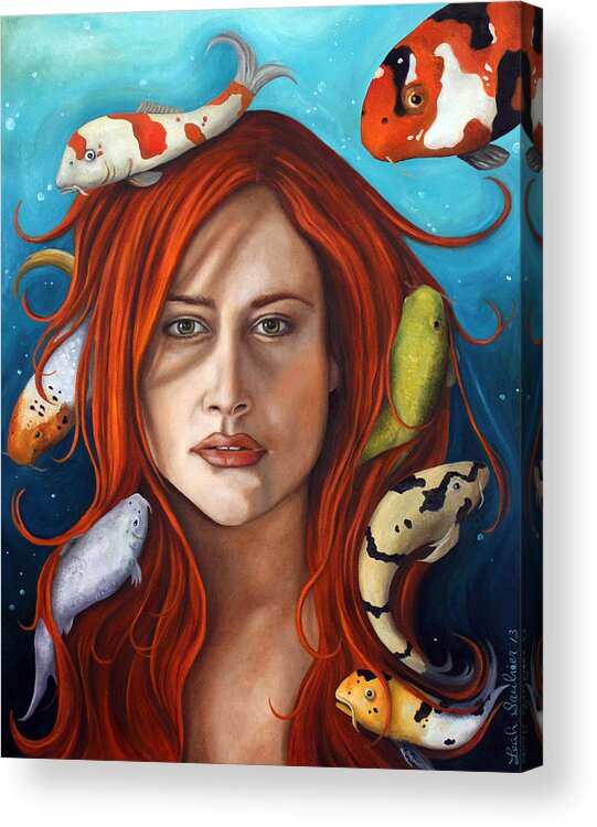 Fish Acrylic Print featuring the painting Koi by Leah Saulnier The Painting Maniac