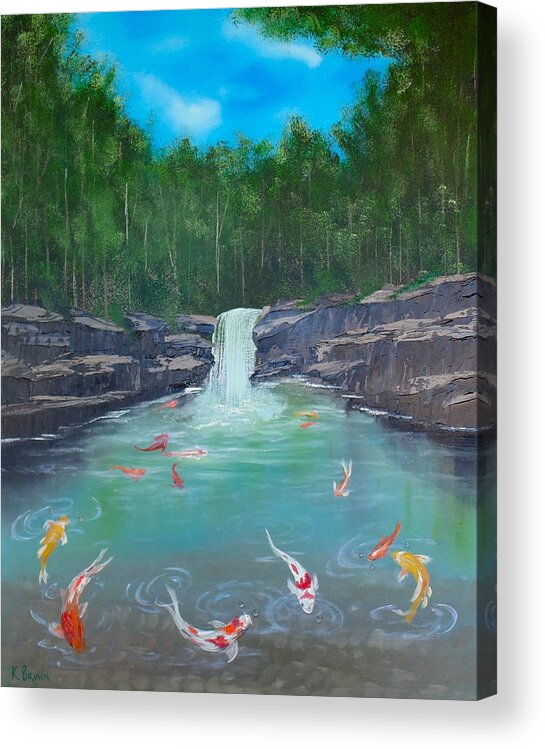  Koi Paintings Acrylic Print featuring the painting Koi Paradise by Kevin Brown