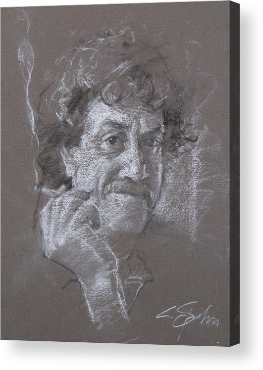 Drawing Acrylic Print featuring the drawing Kurt -- Unfinished Sketch by Cliff Spohn