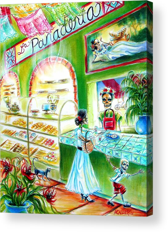 Bread Bakery Acrylic Print featuring the painting La Panaderia by Heather Calderon