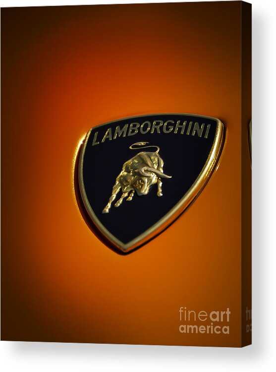 Ken Johnson Acrylic Print featuring the photograph Lamborghini Murcielago Badge Emblem by Ken Johnson