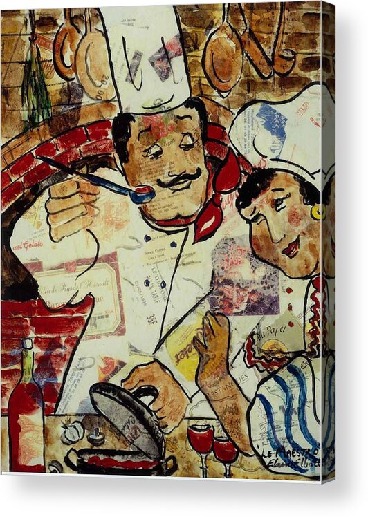 Chef Acrylic Print featuring the painting Le Maestro by Elaine Elliott