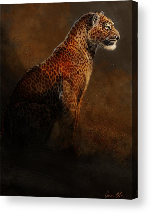 Leopard Acrylic Print featuring the digital art Leopard Portrait by Aaron Blaise