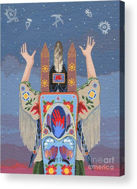 America Acrylic Print featuring the painting Lift Your Hands by Chholing Taha