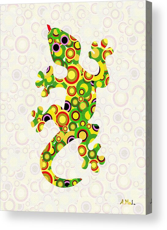 Malakhova Acrylic Print featuring the mixed media Little Lizard - Animal Art by Anastasiya Malakhova