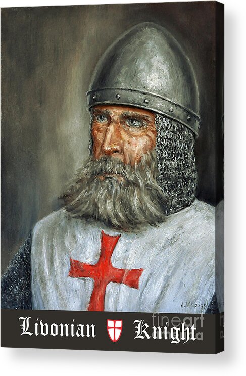 Knight Acrylic Print featuring the painting Knight Templar by Arturas Slapsys