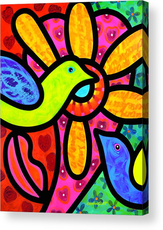 Birds Acrylic Print featuring the painting Love Birds by Steven Scott