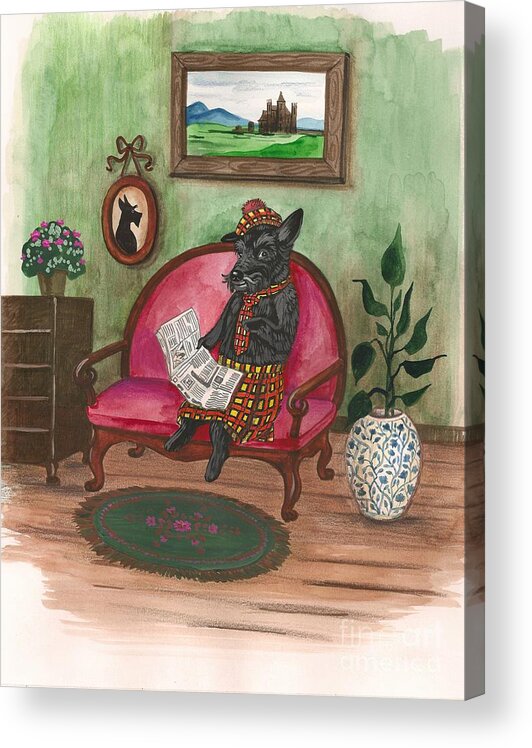 Painting Acrylic Print featuring the painting MacDuff After Work by Margaryta Yermolayeva