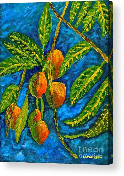 Mangoes Acrylic Print featuring the painting Mangoes Delight by Laura Forde