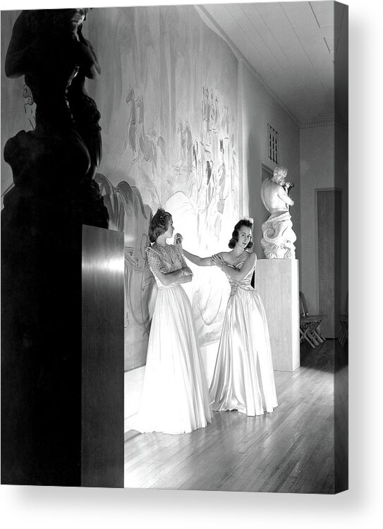 Decorative Art Acrylic Print featuring the photograph Margery Abbet And Patricia Delehanty At The River by Horst P. Horst
