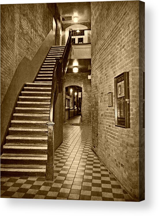 Architecture Acrylic Print featuring the photograph Market Square - sepia 2 by Marilyn Wilson