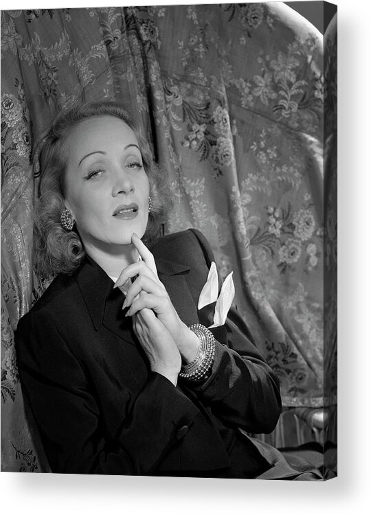 Actress Acrylic Print featuring the photograph Marlene Dietrich Wearing A Suit Jacket by Horst P. Horst