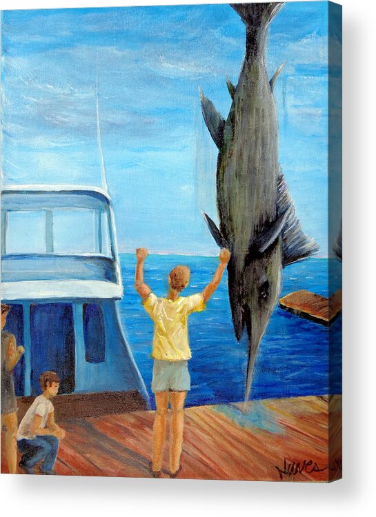 Marlin Acrylic Print featuring the painting Marlin Tournament by Deborah Naves