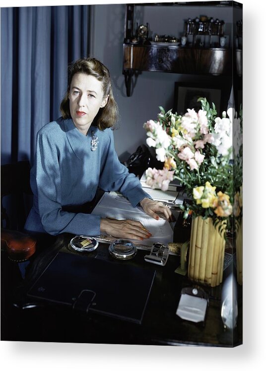 Fashion Acrylic Print featuring the photograph Mary Cushing At Her Desk by Horst P. Horst