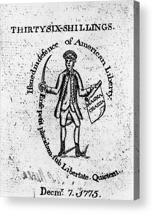 1775 Acrylic Print featuring the painting Massachusetts Note, 1775 by Granger
