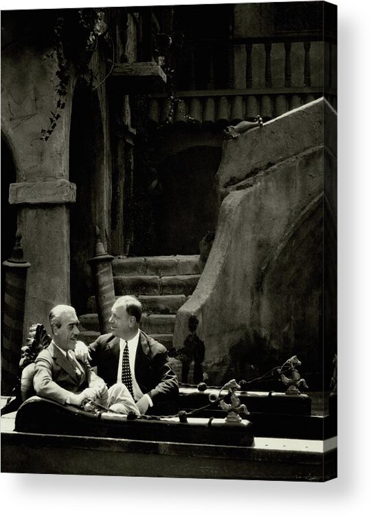 Actor Acrylic Print featuring the photograph Mauritz Stiller And Emil Jannings On A Gondola by Arnold Genthe
