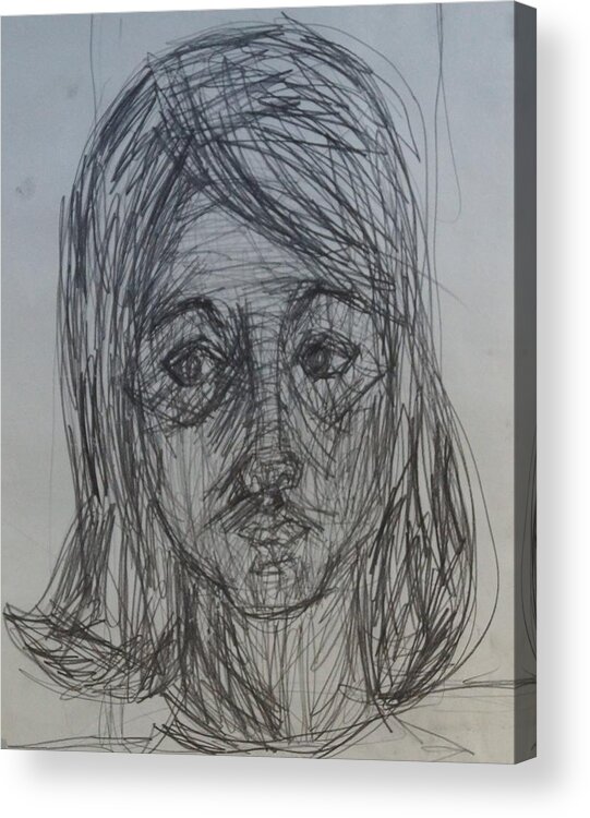 Portrait Acrylic Print featuring the drawing Me by Erika Jean Chamberlin