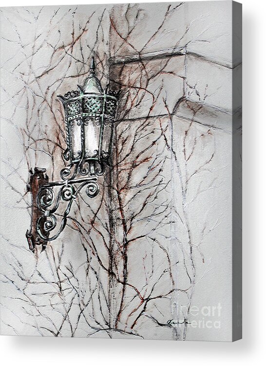 Lantern Acrylic Print featuring the painting Melancholy of the wall by Danuta Bennett