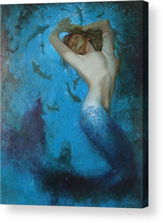 Ignatenko Acrylic Print featuring the painting Mermaid by Sergey Ignatenko