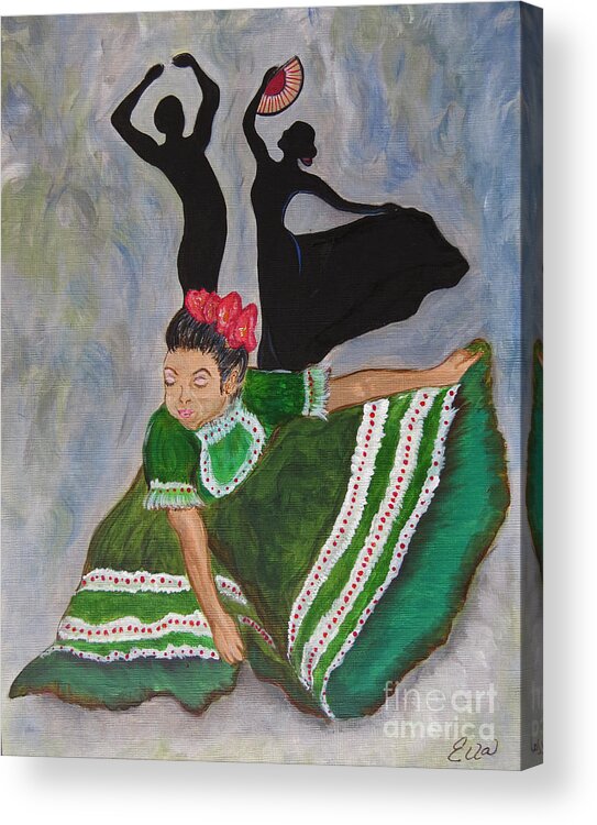 Fiesta Acrylic Print featuring the painting Mexican Hat Dance by Ella Kaye Dickey