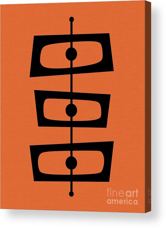 Orange Acrylic Print featuring the digital art Mid Century Shapes on Orange by Donna Mibus