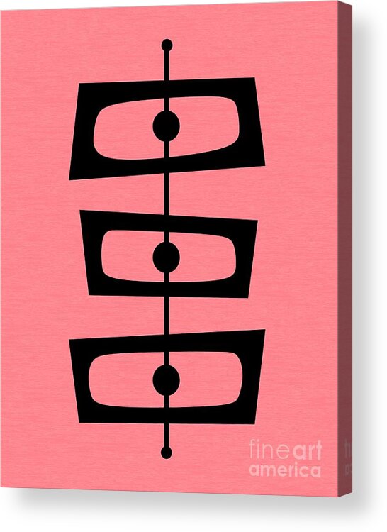 Pink Acrylic Print featuring the digital art Mid Century Shapes on Pink by Donna Mibus