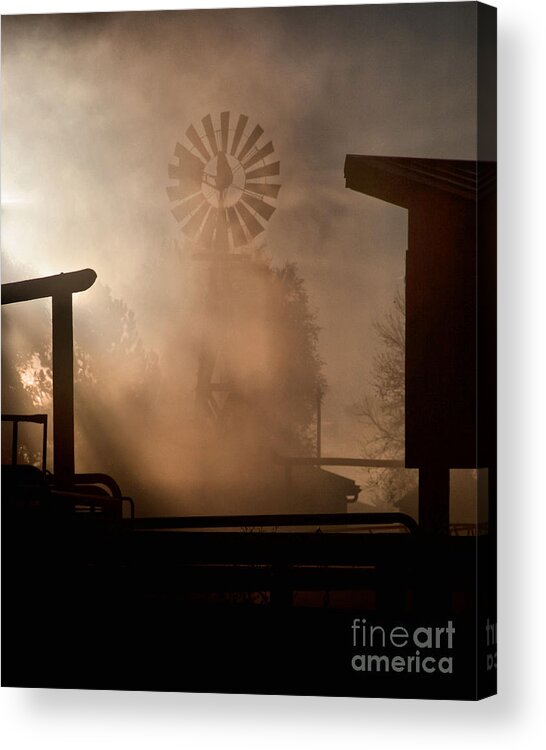 Landscape Acrylic Print featuring the photograph Misty Windmill by Steven Reed