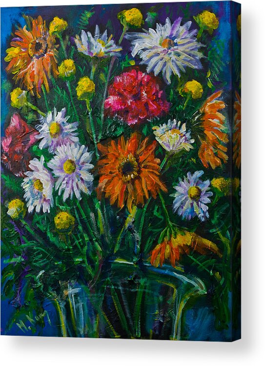 Flowers Acrylic Print featuring the painting Mixed Flowers by Maxim Komissarchik